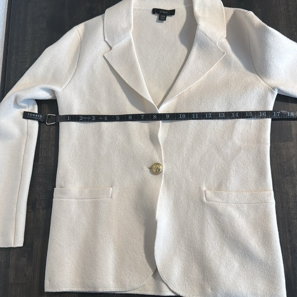 J. Crew White Knit Single Button Blazer Wool Blend Size XXS - Picture 6 of 7